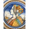 COPPIA PIATTO POMPA MAIOLICA Deruta RITRATTI RINASCIMENTALI CAVETTO MOSSO ø 43cm