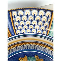 COPPIA PIATTO POMPA MAIOLICA Deruta RITRATTI RINASCIMENTALI CAVETTO MOSSO ø 43cm