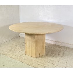TAVOLO PRANZO DESIGN ANNI 70 TRAVERTINO ROTONDO VINTAGE RONDE TABLE SALA