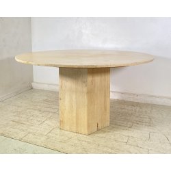 TAVOLO PRANZO DESIGN ANNI 70 TRAVERTINO ROTONDO VINTAGE RONDE TABLE SALA