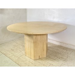 TAVOLO PRANZO DESIGN ANNI 70 TRAVERTINO ROTONDO VINTAGE RONDE TABLE SALA