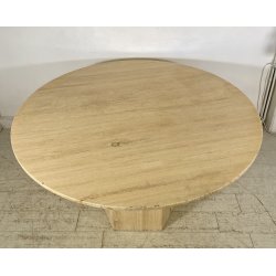 TAVOLO PRANZO DESIGN ANNI 70 TRAVERTINO ROTONDO VINTAGE RONDE TABLE SALA