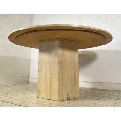 TAVOLO PRANZO DESIGN ANNI 70 TRAVERTINO ROTONDO VINTAGE RONDE TABLE SALA