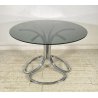 TAVOLO PRANZO DESIGN ATTR. Giotto Stoppino ANNI 70 VETRO METALLO CROMATO TABLE