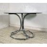 TAVOLO PRANZO DESIGN ATTR. Giotto Stoppino ANNI 70 VETRO METALLO CROMATO TABLE