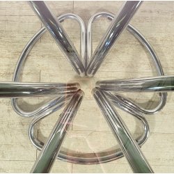 TAVOLO PRANZO DESIGN ATTR. Giotto Stoppino ANNI 70 VETRO METALLO CROMATO TABLE