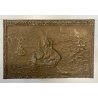 ANTICO BAULE PORTA-LEGNA ROTELLE LEGNO RAME SBALZATO DECORO VELIERI XIX sec UK