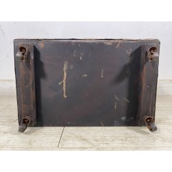 ANTICO BAULE PORTA-LEGNA ROTELLE LEGNO RAME SBALZATO DECORO VELIERI XIX sec UK