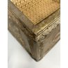 ANTICO BAULE PORTA-LEGNA ROTELLE LEGNO RAME SBALZATO DECORO VELIERI XIX sec UK