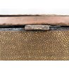 ANTICO BAULE PORTA-LEGNA ROTELLE LEGNO RAME SBALZATO DECORO VELIERI XIX sec UK