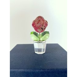 FIGURINA ROSA CRISTALLO SWAROVSKI Happy Flowers CRISTAL PINK ROSE IN CLEAR POT