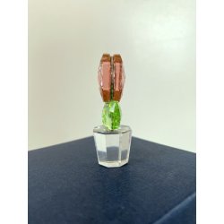 FIGURINA ROSA CRISTALLO SWAROVSKI Happy Flowers CRISTAL PINK ROSE IN CLEAR POT