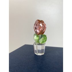 FIGURINA ROSA CRISTALLO SWAROVSKI Happy Flowers CRISTAL PINK ROSE IN CLEAR POT