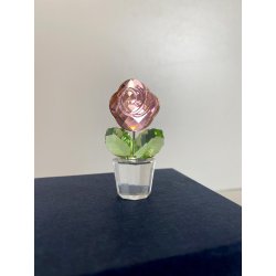 FIGURINA ROSA CRISTALLO SWAROVSKI Happy Flowers CRISTAL PINK ROSE IN CLEAR POT