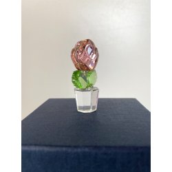 FIGURINA ROSA CRISTALLO SWAROVSKI Happy Flowers CRISTAL PINK ROSE IN CLEAR POT