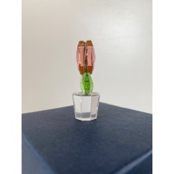 FIGURINA ROSA CRISTALLO SWAROVSKI Happy Flowers CRISTAL PINK ROSE IN CLEAR POT