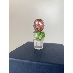 FIGURINA ROSA CRISTALLO SWAROVSKI Happy Flowers CRISTAL PINK ROSE IN CLEAR POT