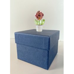 FIGURINA ROSA CRISTALLO SWAROVSKI Happy Flowers CRISTAL PINK ROSE IN CLEAR POT