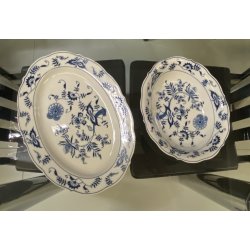 SERVIZIO PIATTI PORCELLANA VINTAGE Blue Danube U.S. Pat. Off 66pz Blue Onion JAP