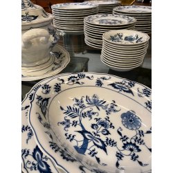 SERVIZIO PIATTI PORCELLANA VINTAGE Blue Danube U.S. Pat. Off 66pz Blue Onion JAP
