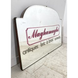 SPECCHIO PARETE VINTAGE INSEGNA PUBBLICITARIA Antiques SAGOMATO MOLATO '60/'70