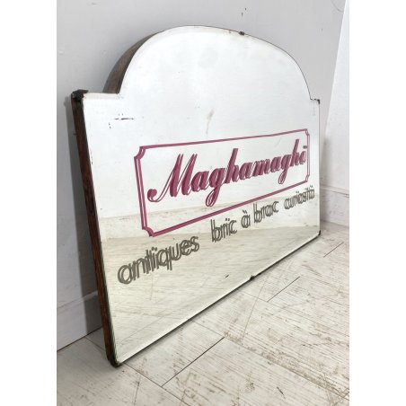 SPECCHIO PARETE VINTAGE INSEGNA PUBBLICITARIA Antiques SAGOMATO MOLATO '60/'70