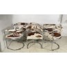 SET 6 SEDIA DESIGN METALLO CROMATO PELLE CAVALLINO ANNI 60/70 CHAIR VINTAGE