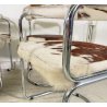 SET 6 SEDIA DESIGN METALLO CROMATO PELLE CAVALLINO ANNI 60/70 CHAIR VINTAGE