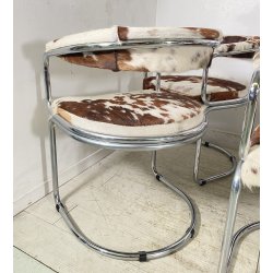 SET 6 SEDIA DESIGN METALLO CROMATO PELLE CAVALLINO ANNI 60/70 CHAIR VINTAGE