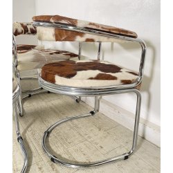 SET 6 SEDIA DESIGN METALLO CROMATO PELLE CAVALLINO ANNI 60/70 CHAIR VINTAGE
