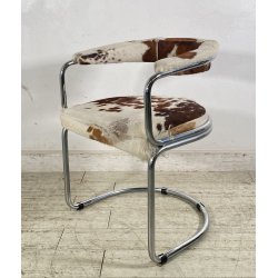 SET 6 SEDIA DESIGN METALLO CROMATO PELLE CAVALLINO ANNI 60/70 CHAIR VINTAGE