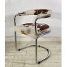 SET 6 SEDIA DESIGN METALLO CROMATO PELLE CAVALLINO ANNI 60/70 CHAIR VINTAGE