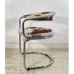 SET 6 SEDIA DESIGN METALLO CROMATO PELLE CAVALLINO ANNI 60/70 CHAIR VINTAGE
