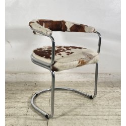 SET 6 SEDIA DESIGN METALLO CROMATO PELLE CAVALLINO ANNI 60/70 CHAIR VINTAGE