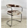 SET 6 SEDIA DESIGN METALLO CROMATO PELLE CAVALLINO ANNI 60/70 CHAIR VINTAGE