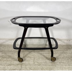 CARRELLO BAR LEGNO VETRO DESIGN CESARE LACCA ANNI 70 ITALY BAR TROLLEY