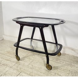 CARRELLO BAR LEGNO VETRO DESIGN CESARE LACCA ANNI 70 ITALY BAR TROLLEY