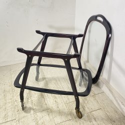 CARRELLO BAR LEGNO VETRO DESIGN CESARE LACCA ANNI 70 ITALY BAR TROLLEY