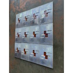 SET 13 FORMELLA DECORO ASTRATTO RILIEVO SMALTO POILICROMO CANGIANTE 30x20cm '900