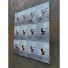 SET 13 FORMELLA DECORO ASTRATTO RILIEVO SMALTO POILICROMO CANGIANTE 30x20cm '900