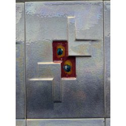 SET 13 FORMELLA DECORO ASTRATTO RILIEVO SMALTO POILICROMO CANGIANTE 30x20cm '900