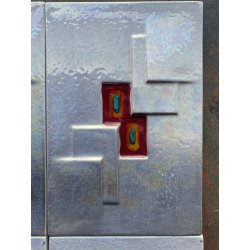 SET 13 FORMELLA DECORO ASTRATTO RILIEVO SMALTO POILICROMO CANGIANTE 30x20cm '900