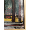 GRANDE DIPINTO OLIO F. Fedeli PAESAGGIO INDUSTRIALE RAFFINERIA Cifpetroli '56
