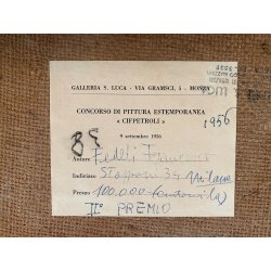 GRANDE DIPINTO OLIO F. Fedeli PAESAGGIO INDUSTRIALE RAFFINERIA Cifpetroli '56