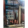 GRANDE DIPINTO OLIO F. Fedeli PAESAGGIO INDUSTRIALE RAFFINERIA Cifpetroli '56