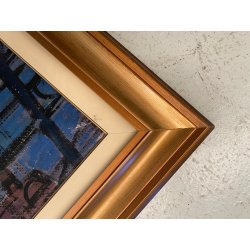 GRANDE DIPINTO OLIO F. Fedeli PAESAGGIO INDUSTRIALE RAFFINERIA Cifpetroli '56