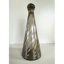BOTTIGLIA CONICA FIRMATA Venini ITALIA VETRO Murano GRIGIO FUMé TAPPO SFERA '79