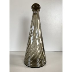 BOTTIGLIA CONICA FIRMATA Venini ITALIA VETRO Murano GRIGIO FUMé TAPPO SFERA '79