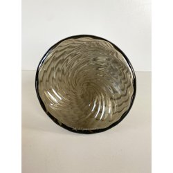 BOTTIGLIA CONICA FIRMATA Venini ITALIA VETRO Murano GRIGIO FUMé TAPPO SFERA '79