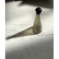 BOTTIGLIA CONICA FIRMATA Venini ITALIA VETRO Murano GRIGIO FUMé TAPPO SFERA '79